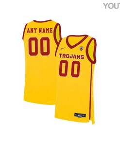 Custom 00 Elite USC Trojans Basketball Youth Jersey Yellow