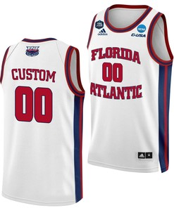 Custom 00 FAU Owls 2023 Final Four Basketball Men Jersey- White