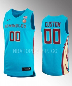 Custom 00 FSU Seminoles Turquoise Jersey 2022-23 Alternate Basketball