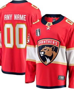 Custom 00 Florida Panthers 2023 Stanley Cup Final Home Breakaway Jersey - Red