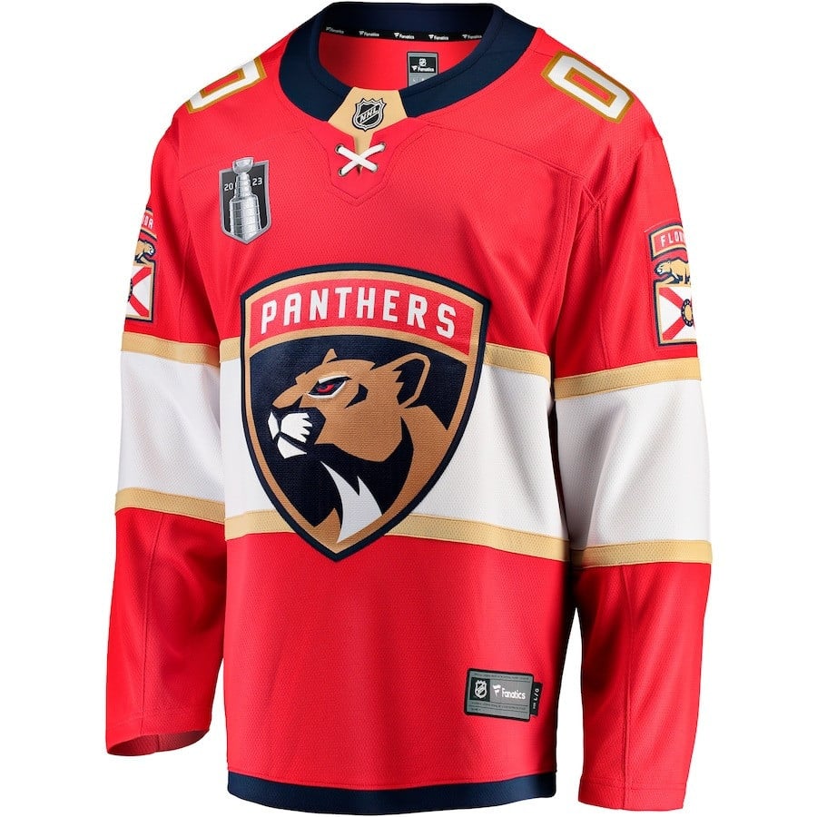 Custom 00 Florida Panthers 2023 Stanley Cup Final Home Breakaway Jersey - Red