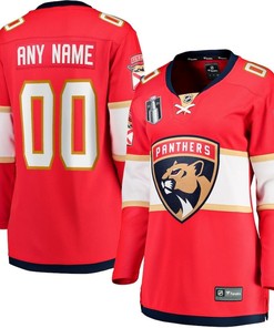 Custom 00 Florida Panthers Women's 2023 Stanley Cup Final Home Breakaway Jersey - Red