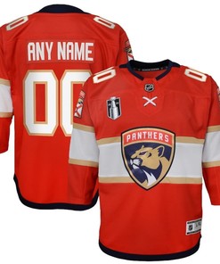 Custom 00 Florida Panthers Youth 2023 Stanley Cup Final Home Jersey - Red