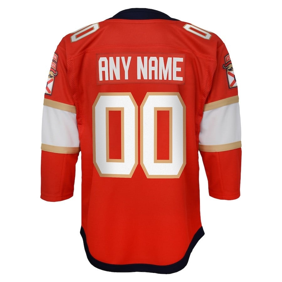 Custom 00 Florida Panthers Youth 2023 Stanley Cup Final Home Jersey - Red