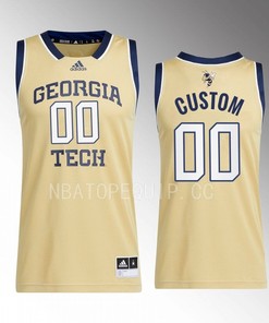 Custom 00 Georgia Tech Yellow Jackets Beige Jersey 2022-23 Swingman Basketball