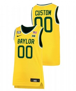 Custom 00 Gold Baylor Bears 2022 Big 12 College Basketball Jersey