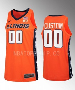 Custom 00 Illinois Fighting Illini 2022-23 Jersey Basketball Uniform Orange