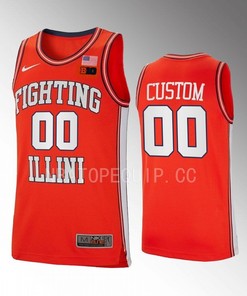 Custom 00 Illinois Fighting Illini Orange Jersey 2022-23 Retro Basketball