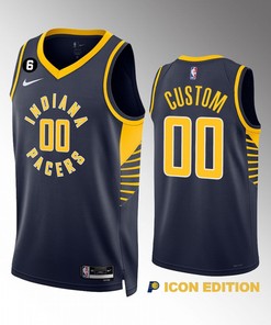 Custom 00 Indiana Pacers Navy Icon Edition 2022-23 Jersey Swingman
