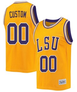 Custom 00 LSU Tigers 2023 NCAA Basketball Jersey Retro- Gold