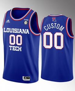 Custom 00 Louisiana Tech Bulldogs Blue Jersey College Basketball Away