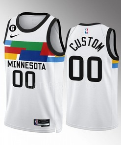 Custom 00 Minnesota Timberwolves City Edition White Men Jersey 2022-23 Swingman