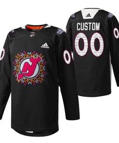 Custom 00 New Jersey Devils 2022 Hispanic Heritage Night Black Jersey Jersey