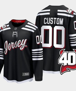 Custom 00 New Jersey Devils 2022-23 40th Anniversary Alternate Black Jersey