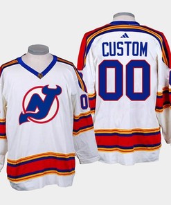 Custom 00 New Jersey Devils 2022-23 Reverse Retro 2.0 White Jersey