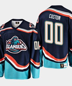 Custom 00 New York Islanders Navy Reverse Retro 2.0 Jersey 2022-23