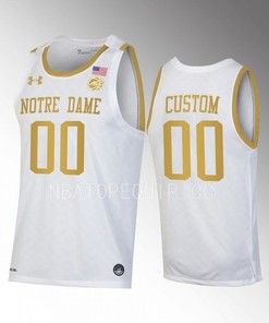 Custom 00 Notre Dame Fighting Irish White Jersey 2022-23 College Basketball
