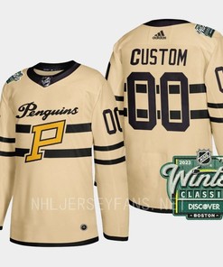 Custom 00 Pittsburgh Penguins 2023 Winter Classic Cream Jersey