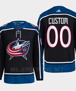 Custom 00 Reverse Retro 2.0 2022 Columbus Blue Jackets Navy Jersey Primegreen
