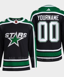 Custom 00 Reverse Retro 2.0 2022 Dallas Stars Black Jersey Pro Primegreen