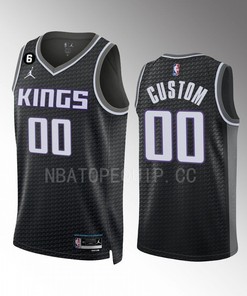 Custom 00 Sacramento Kings Black Men Jersey 2022-23 Statement Edition Swingman