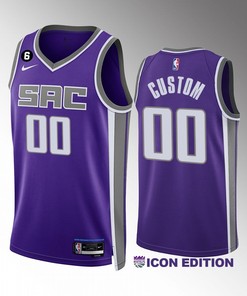 Custom 00 Sacramento Kings Purple Icon Edition 2022-23 Unisex Jersey Swingman