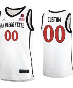 Custom 00 San Diego State Aztecs 2023 Basketball Jersey MW Logo- Men White