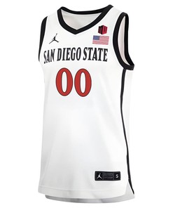 Custom 00 San Diego State Aztecs 2023 Basketball Jersey MW Logo- Men White
