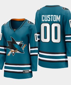 Custom 00 San Jose Sharks 2022-23 Home Women Premier Breakaway Jersey Teal