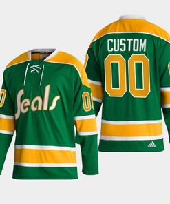 Custom 00 San Jose Sharks Green Reverse Retro 2.0 Jersey 2022-23