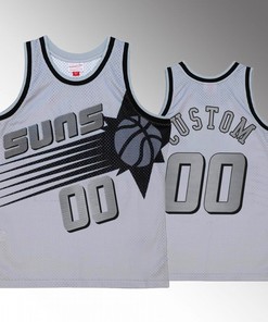 Custom 00 Space Knit Jersey Phoenix Suns Grey Hardwood Classics Men Jersey