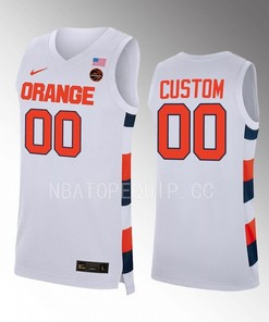 Custom 00 Syracuse Orange White Jersey 2022-23 College Basketball