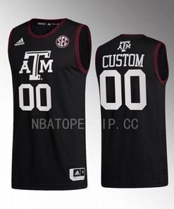 Custom 00 Texas AM Aggies Black Jersey 2022-23 College Basketball