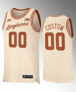 Custom 00 Texas Longhorns 2022-23 Retro Uniform Jersey Basketball Cream