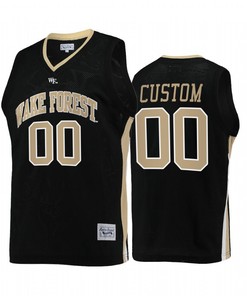 Custom 00 Wake Forest Demon Deacons Black Jersey College Basketball Retro