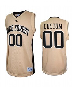 Custom 00 Wake Forest Demon Deacons Gold Jersey Retro Basketball