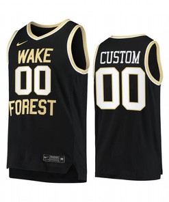 Custom 00 Wake Forest Demon Deacons Uniform Jersey College Basketball Black