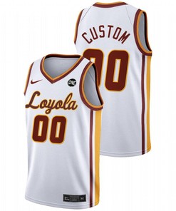 Custom 00 White Loyola Ramblers 2022 College Basketball MVC Championship Jersey