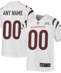 Custom Cincinnati Bengals Super Bowl LVII Champions Youth Game Jersey - White