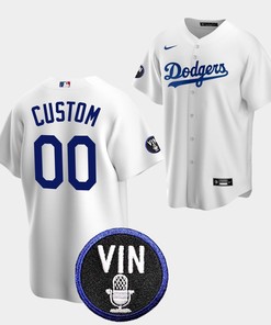 Custom Honor Vin Scully Los Angeles Dodgers White 00 Jersey