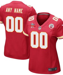 Custom Kansas City Chiefs Super Bowl LVII Champions 3 Stars Women Game Jersey - Red