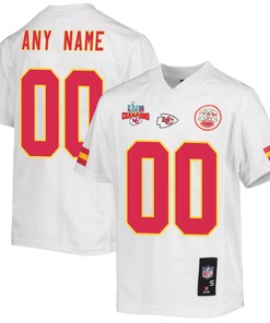 Custom Kansas City Chiefs Super Bowl LVII Champions 3 Stars Youth Game Jersey - White