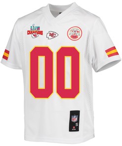 Custom Kansas City Chiefs Super Bowl LVII Champions 3 Stars Youth Game Jersey - White