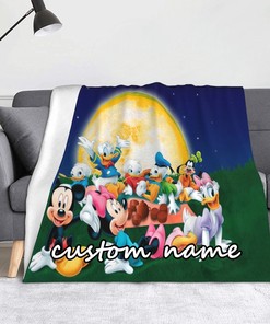 Custom Name Blanket Personalized Disney Mickey Minnie Blanket Baby Birthday Gift Home Decor