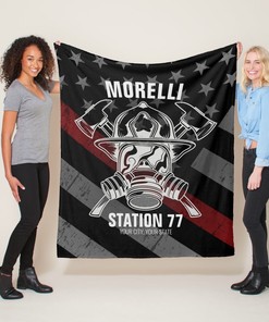Custom Name Firefighter Fire Department Station Fleece Blanket
