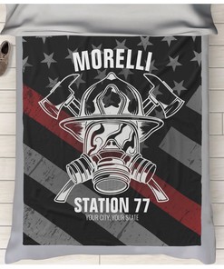 Custom Name Firefighter Fire Department Station Fleece Blanket