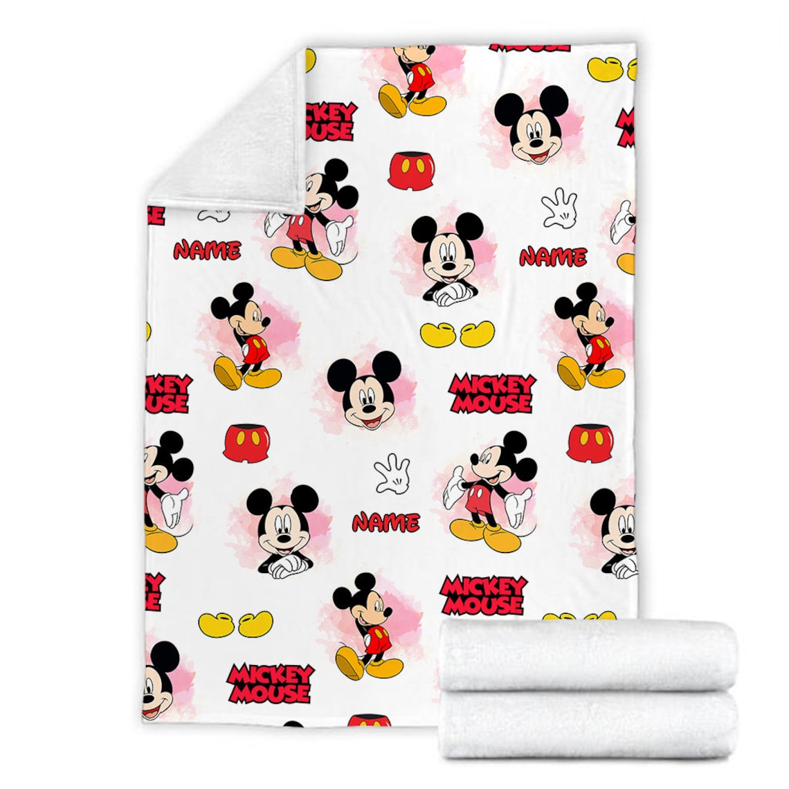 Custom Name Mickey Mouse Blanket, Disneyland Mickey Mouse Birthday Gifts, Baby Shower Blanket, Mickey Head Fleece Blanket