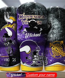 Custom Name Minnesota Vikings Tumbler - Personalized Drinkware