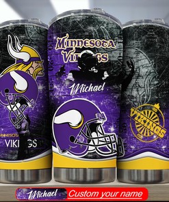 Custom Name Minnesota Vikings Tumbler - Personalized Drinkware