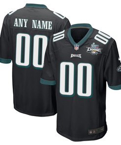 Custom Philadelphia Eagles Super Bowl LVII Champions 2 Stars Men Game Jersey - Black